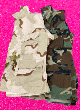 I'm a Survivor Vintage Camo Military Jacket - Green or Tan