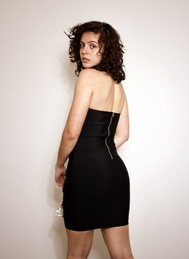 Me, Myself, and I Strapless Zip Mini Dress