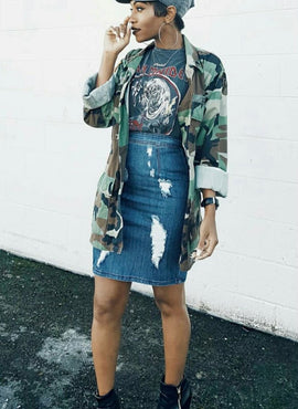 I'm a Survivor Vintage Camo Military Jacket - Green or Tan